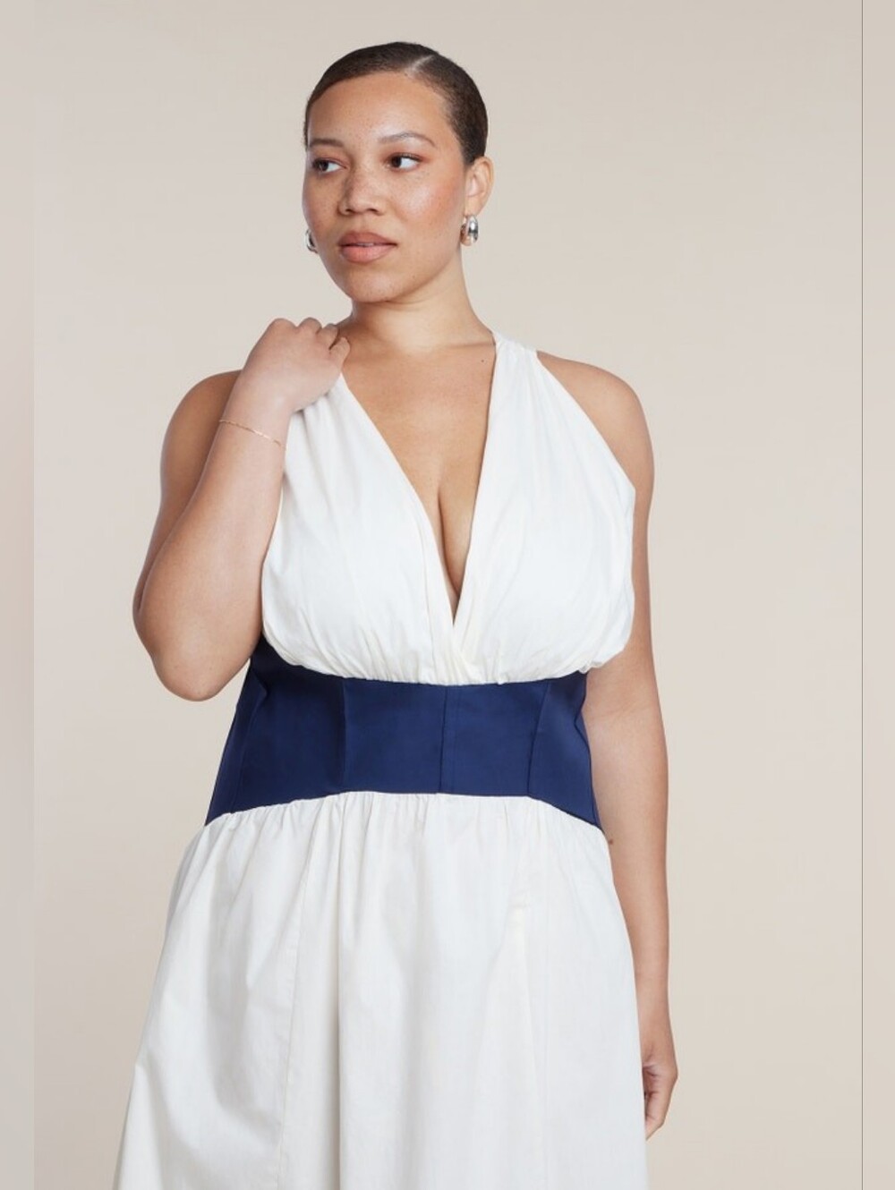 Eloquii Corset Detail Poplin Maxi Dress